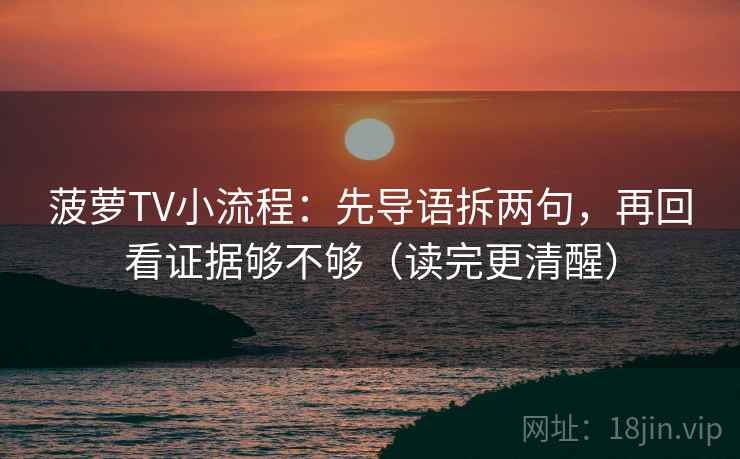 菠萝TV小流程：先导语拆两句，再回看证据够不够（读完更清醒）