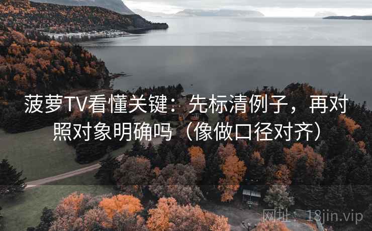 菠萝TV看懂关键：先标清例子，再对照对象明确吗（像做口径对齐）