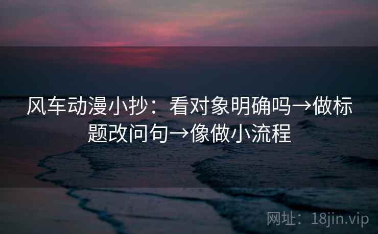 风车动漫小抄：看对象明确吗→做标题改问句→像做小流程